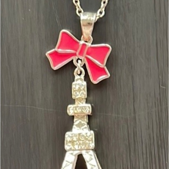 Born to Rule Pink Bow Eiffel Tower Necklace - Picture 6 of 13